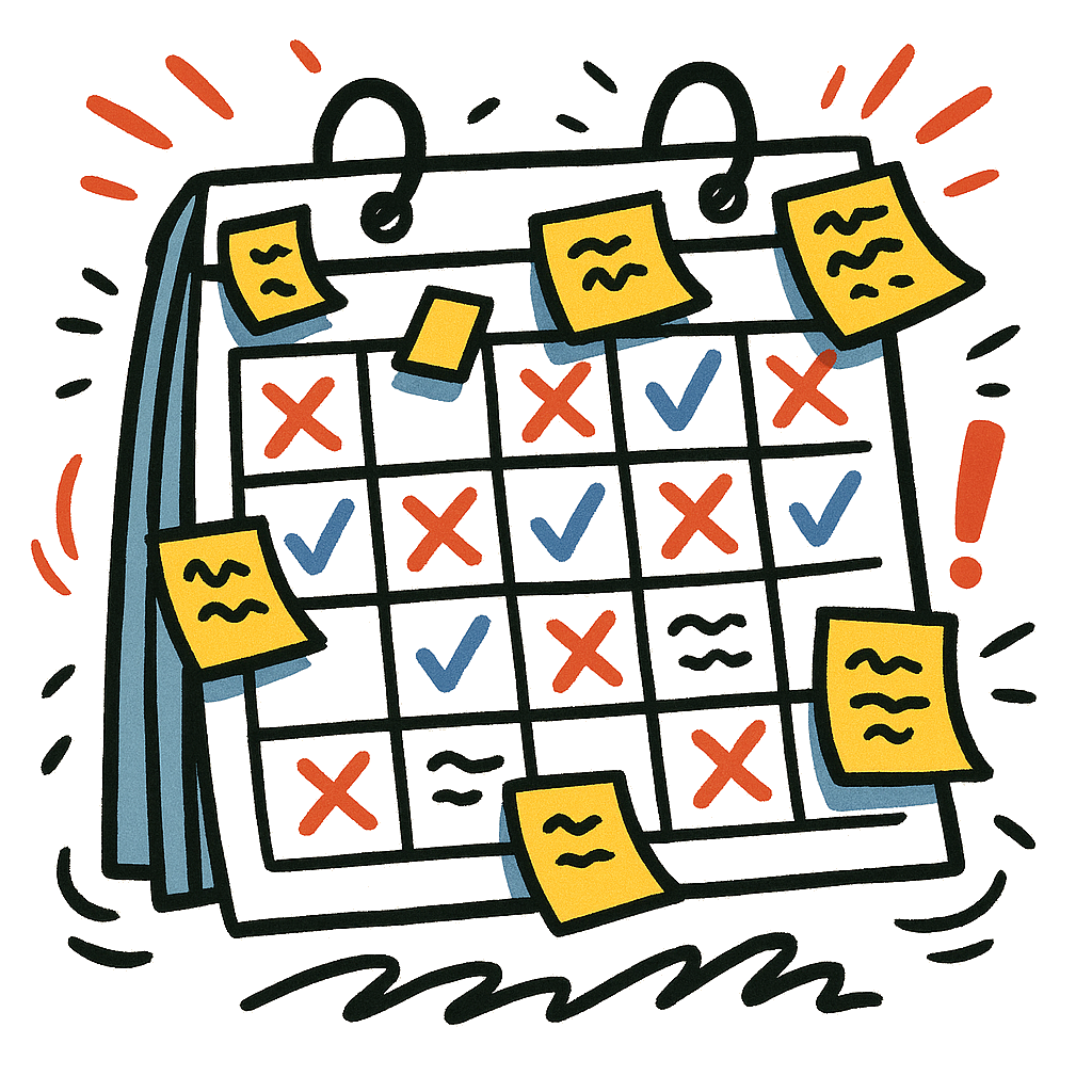 Calendar overwhelm illustration